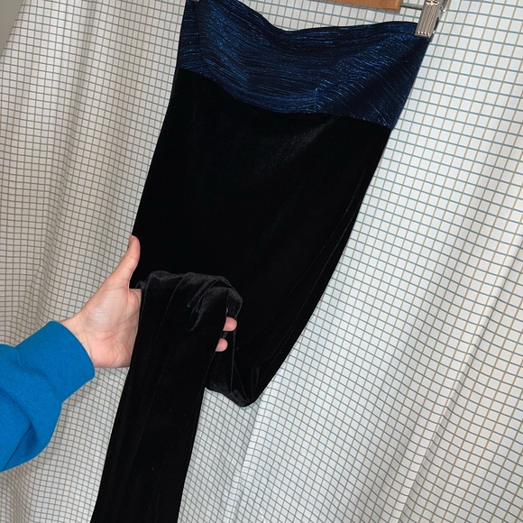 Vintage All That Jazz SML 90s Black Velour Blue Strapless Dress w High Slit💦🔥 - Picture 11 of 13